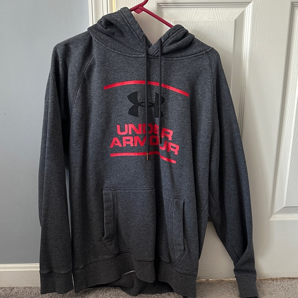 Under Armour Dark Gray Hoodie with Red Accents